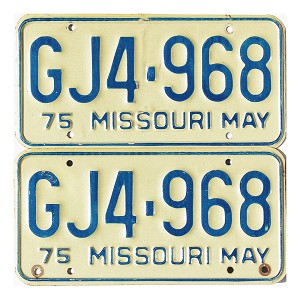 1975 Missouri License Plates Pair #GJ4968
