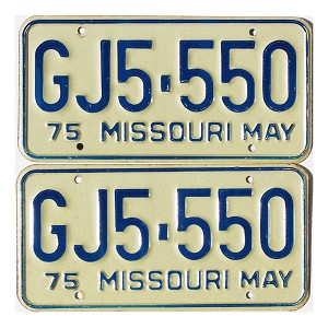 1975 Missouri License Plates Pair #JG5550
