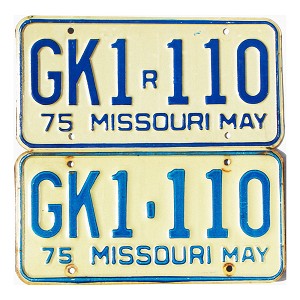 1975 Missouri License Plates Pair #GK1110