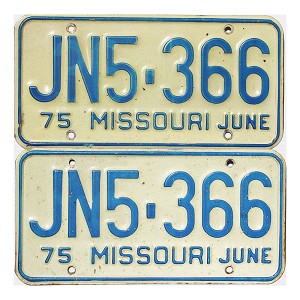 1975 Missouri License Plates Pair #JN5366