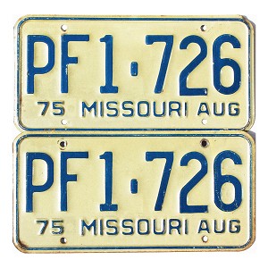1975 Missouri License Plates Pair #PF1726