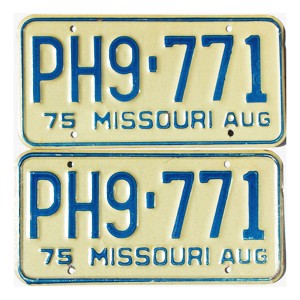 1975 Missouri License Plates Pair #PH9771