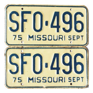 1975 Missouri License Plates Pair #SF0496