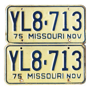 1975 Missouri License Plates Pair #YL8713