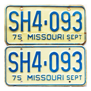 1975 Missouri License Plates Pair #SH4093