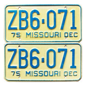 1975 Missouri License Plates Pair #ZB6071