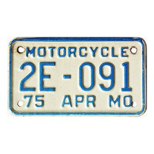 1975 Missouri Motorcycle License Plate #2E091