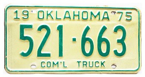 1975 Oklahoma Commercial Truck License Plate #521663