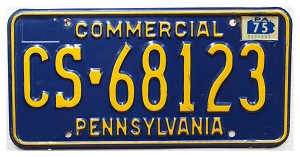 1975 Pennsylvania Commercial License Plate #CS68123