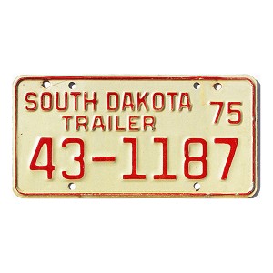 1975 South Dakota Trailer License Plate #1187