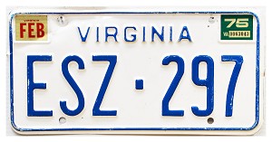 1975 Virginia License Plate #ESZ297