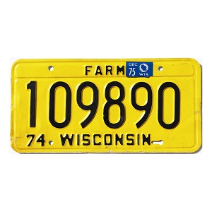 1975 Wisconsin Farm License Plate #109890