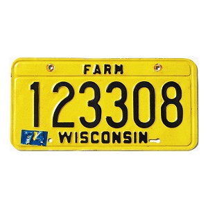 1975 Wisconsin Farm License Plate #123308