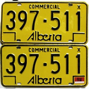 1976 Alberta Commercial License Plates Pair #397511