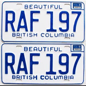 1976 British Columbia License Plates Pair #RAF197