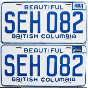 1976 British Columbia License Plates Pair #SEH082