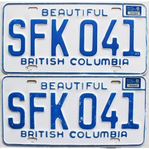 1976 British Columbia License Plates Pair #SFK041