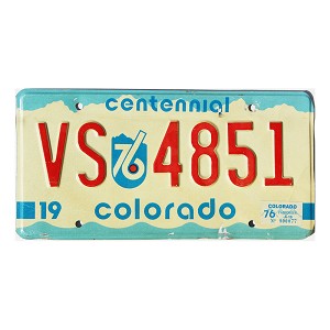 1976 Colorado Centennial License Plate #VS4851