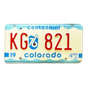 1976 Colorado Centennial License Plate #KG821