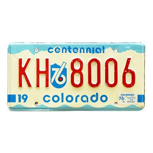 1976 Colorado Centennial License Plate #KH8006