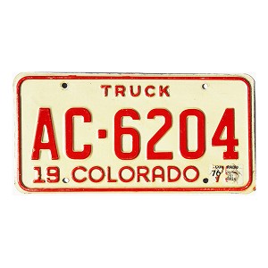 1976 Colorado Truck License Plate #AC6204