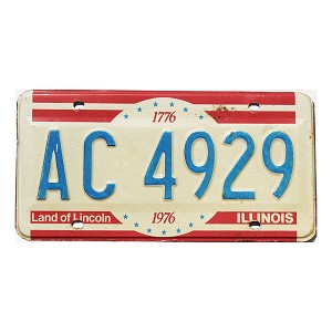 1976 Illinois Bicentennial License Plate #AC4929
