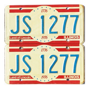 1976 Illinois Bicentennial License Plates Pair #JS1277