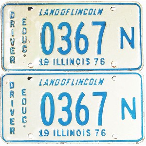 1976 Illinois Driver Education License Plates Pair #0367N