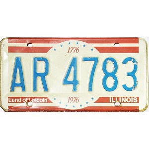 1976 Illinois Bicentennial License Plate #AR4783