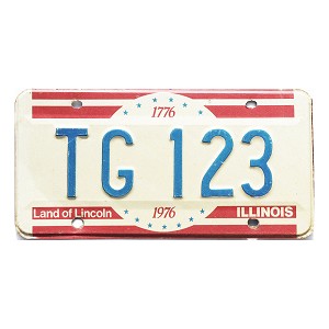 1976 Illinois Bicentennial License Plate #TG123