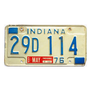 1976 Indiana License Plate #29D114