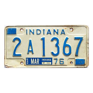 1976 Indiana License Plate #2A1367