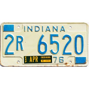 1976 Indiana License Plate #2R6520