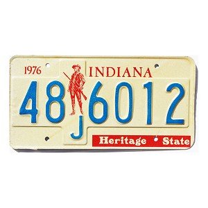 1976 Indiana Bicentennial License Plate #48J6012