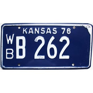 1976 Kansas License Plate #B262