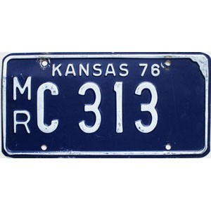 1976 Kansas License Plate #C313
