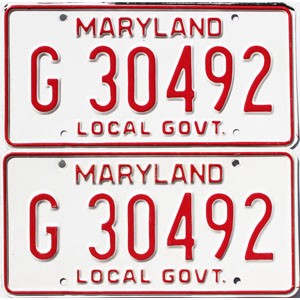 1976 Maryland Local Government License Plates Pair #G30492