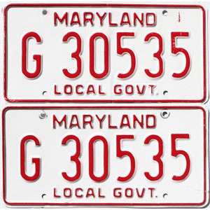 1976 Maryland Local Government License Plates Pair #G30535