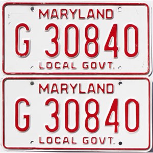 1976 Maryland Local Government License Plates Pair #G30840