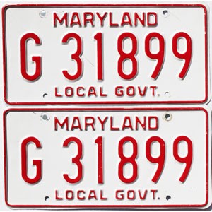 1976 Maryland Local Government License Plates Pair #G31899