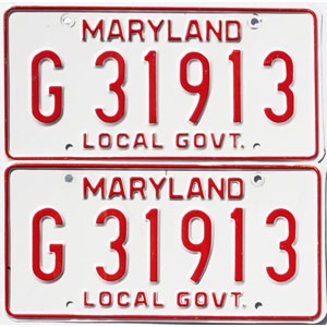 1976 Maryland Local Government License Plates Pair #G31913