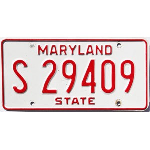 1976 Maryland State Government License Plate #S29409