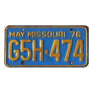 1976 Missouri License Plate #G5H474