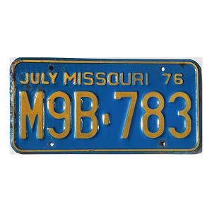 1976 Missouri License Plate #M9B783