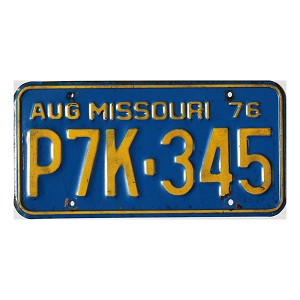 1976 Missouri License Plate #P7K345