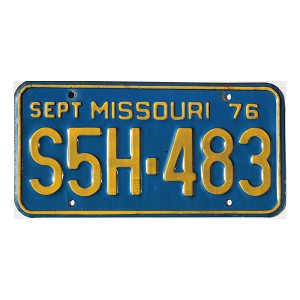1976 Missouri License Plate #S5H483