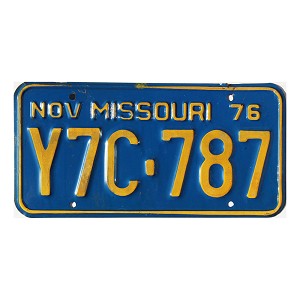 1976 Missouri License Plate #Y7C787