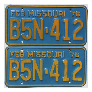 1976 Missouri License Plates Pair #B5N412