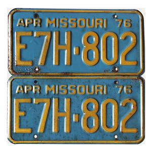 1976 Missouri License Plates Pair #E7H802