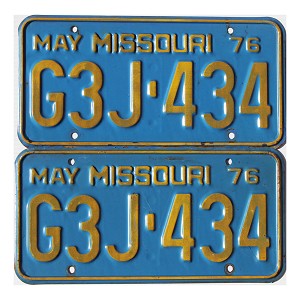 1976 Missouri License Plates Pair #G3J434